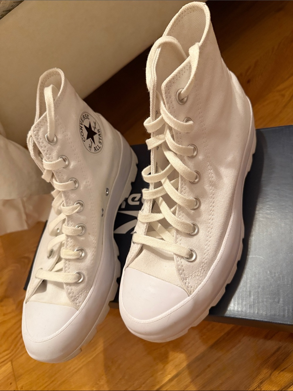 Converse White High Top Platform Canvas Sneakers